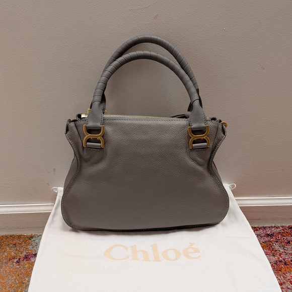 ⚡SOLD⚡NWT Chloé Marcie Satchel Bag in Cashmere Grey Grain Leather - Picture 3 of 16